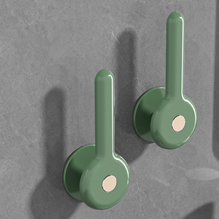 Set 2 suporturi autoadezive pentru agatat accesorii, 13 x 5.5 cm, verde
