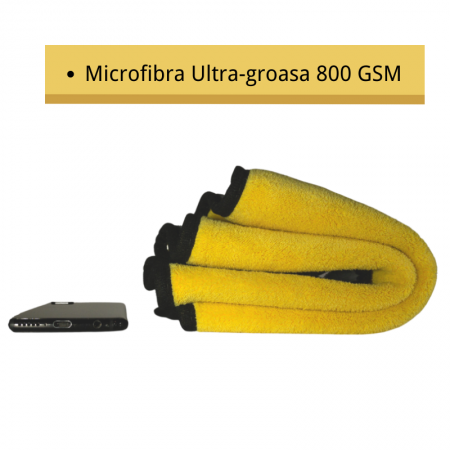 Set 3 Lavete microfibra ultra groase, 40 cm x 30 cm, gri cu galben